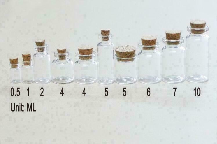 20/50/100Pcs Small Glass Bottles Corks Tiny Clear Vials Transparent 0.5ml-10ml