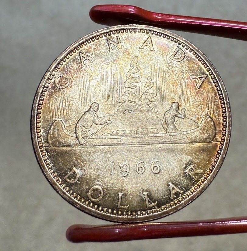 1966 Canada $1 Silver Dollar Coin - Toned Gem