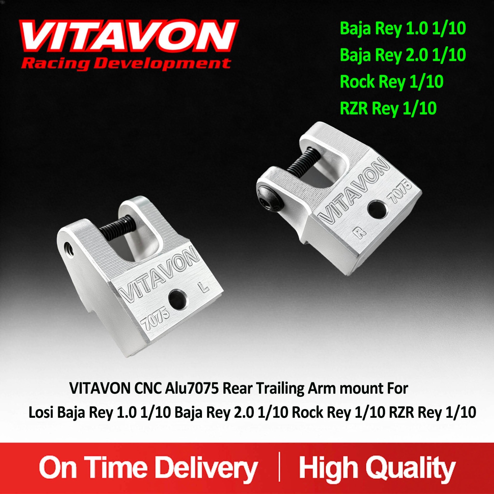Vitavon Rear Trailing Arm Mount Losi Baja Rey 1.0 2.0 1/10  Rock Rey,RZR 1/10