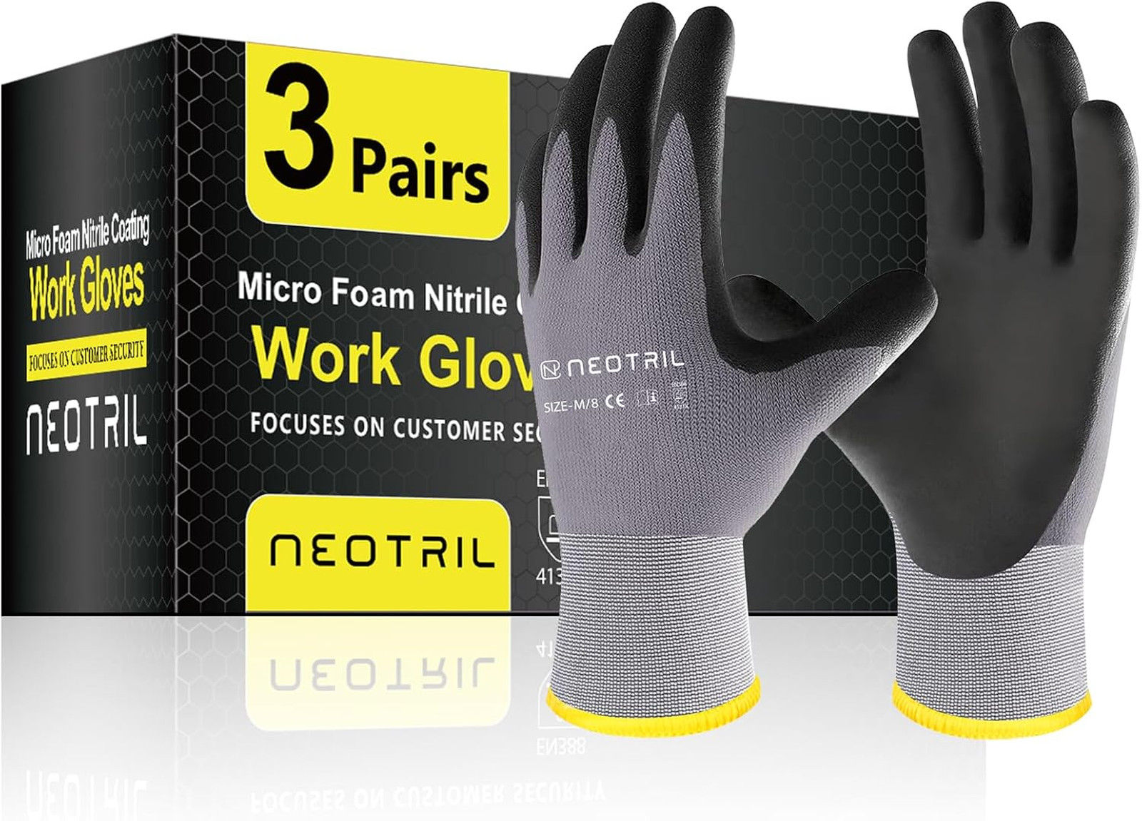Safety Work Gloves Microfoam Nitrile Coated 3 6 12 36 Pairs Breathable Nylon Men