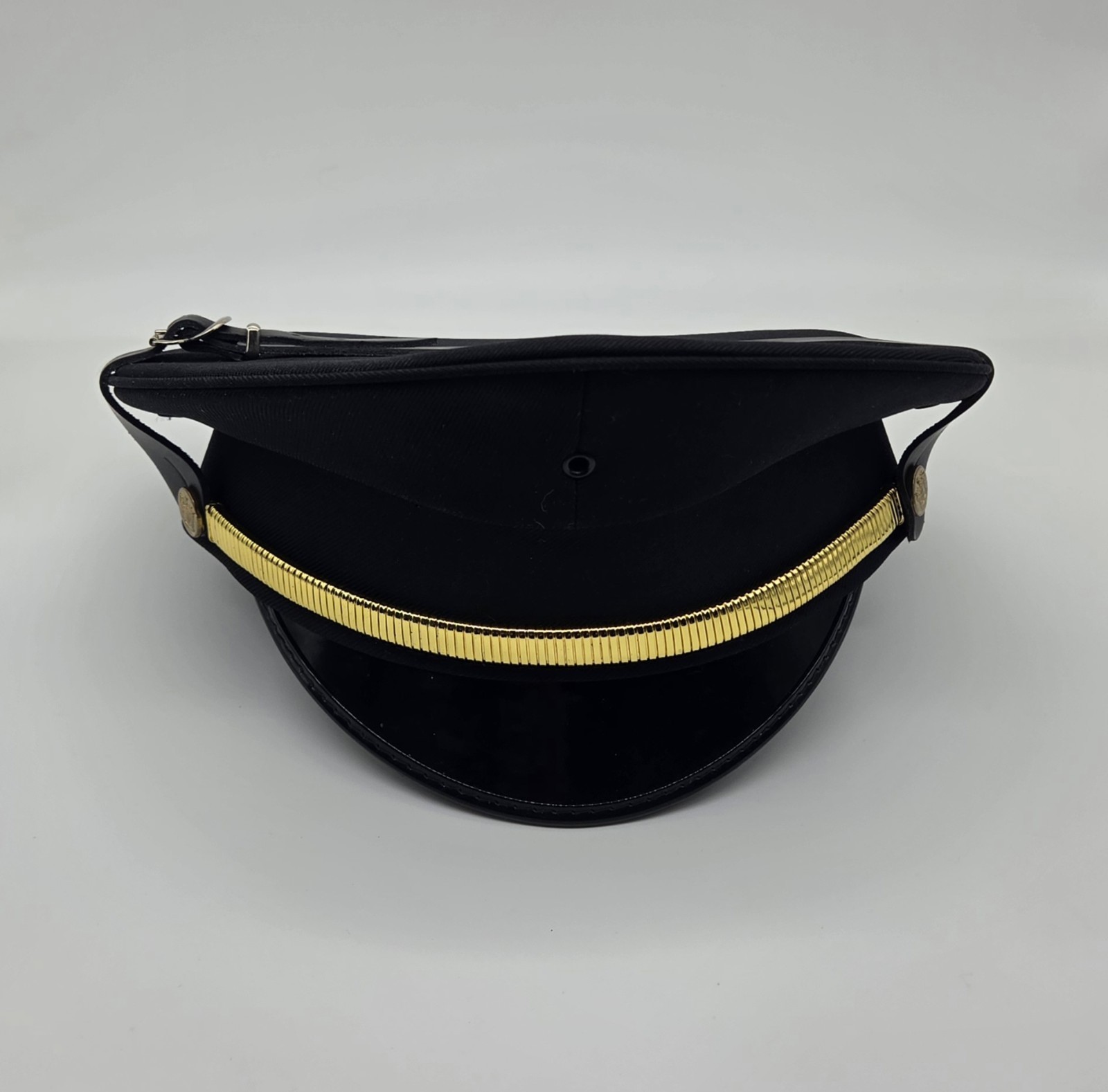 Police Dress Cap Class A Cover, Black with Gold Band, Size 7 1/8