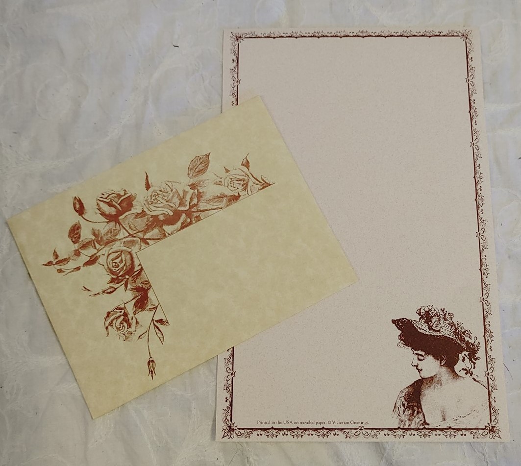 Victorian Trading Co Sepia Woman in Hat 12 Stationery & 6 Envelopes 1E