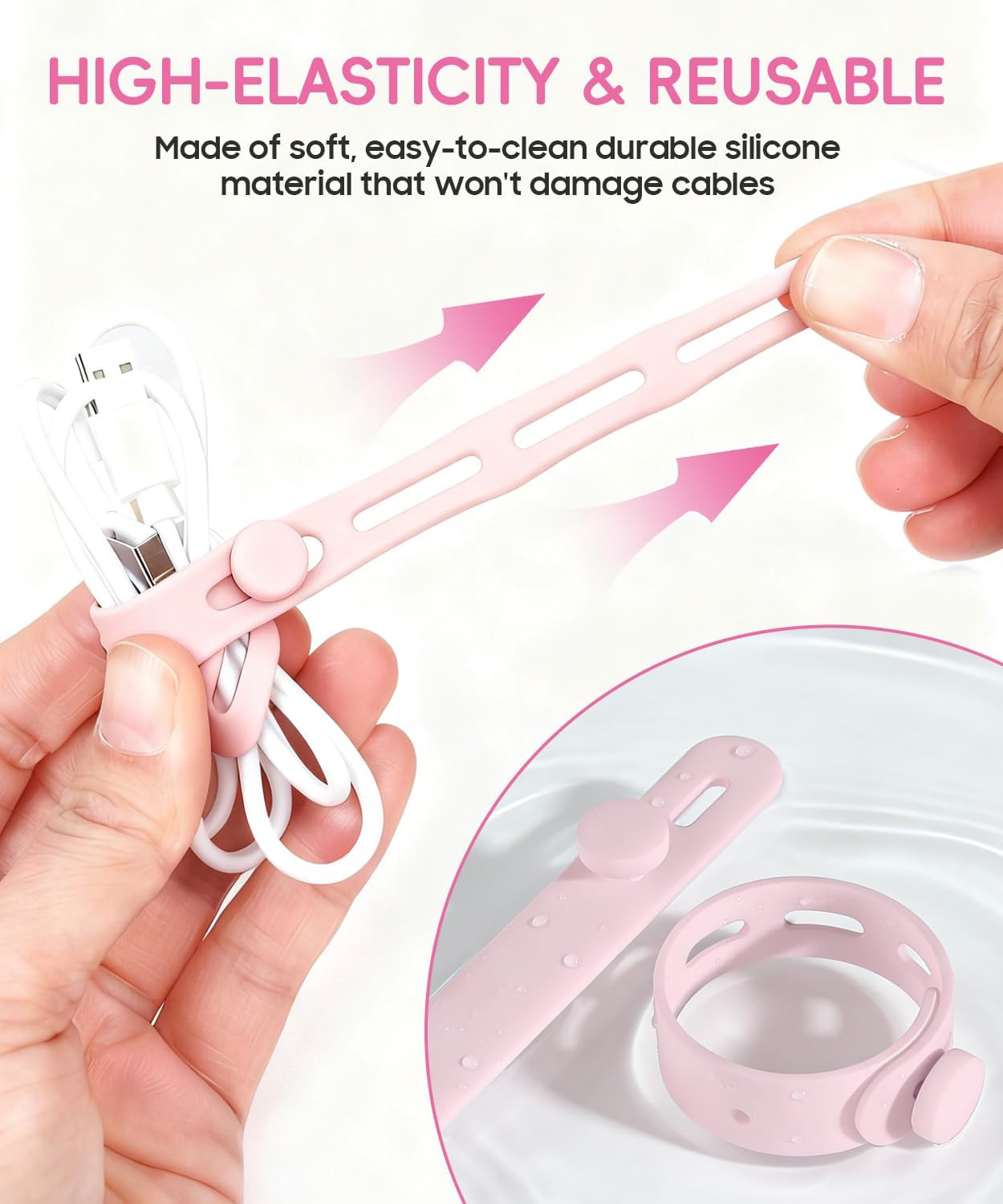 25Pack Silicone Cable Ties,Reusable Cord Organizer for Bundling Electrical Cords