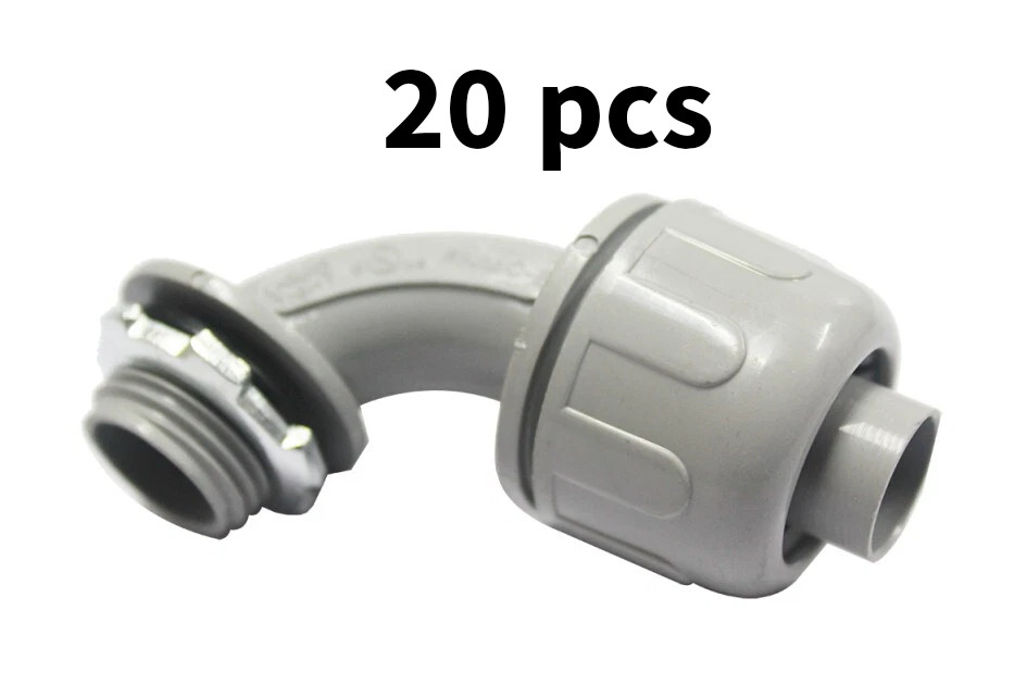 1/2" 90° Liquid Tight Connector UL Listed PVC Electrical Fitting 20PC