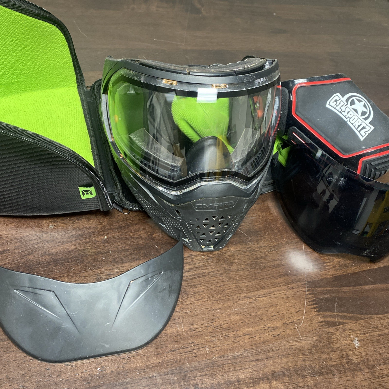 empire evs paintball mask with exalt case spare lens etc