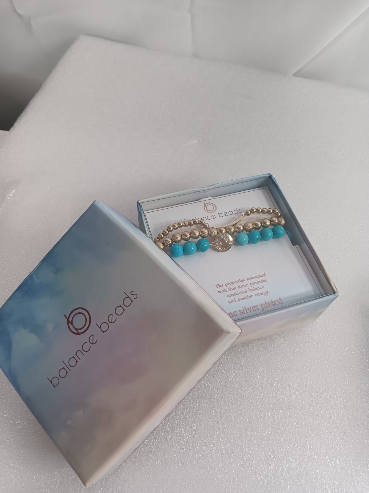 Turquoise Stone Bead Bracelet Blue Gemstone Dream 3 Piece
