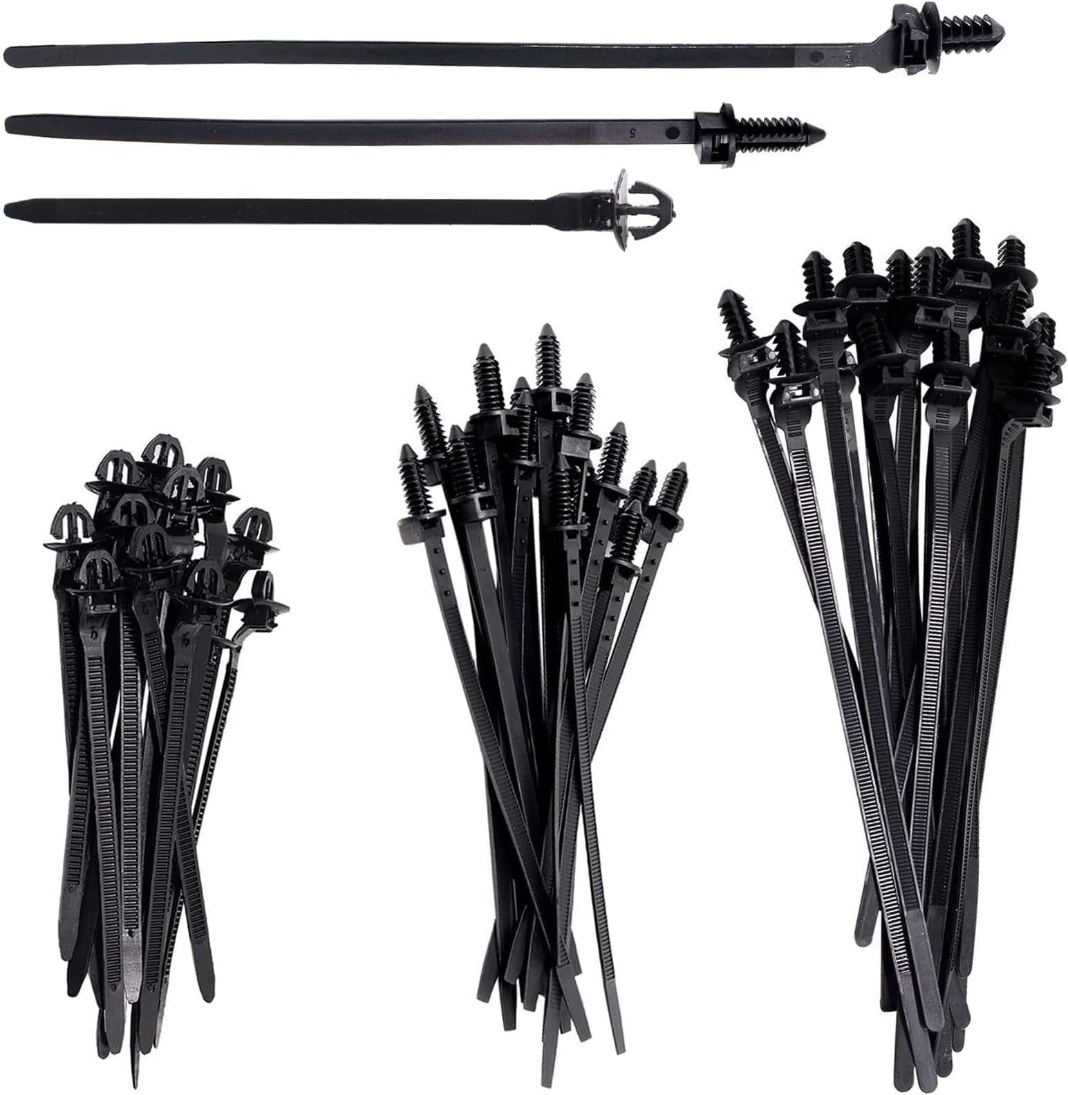 Push Mount Wire Ties, Snap in Zip Tie Automotive Clips Nylon Wire Harness Cli...