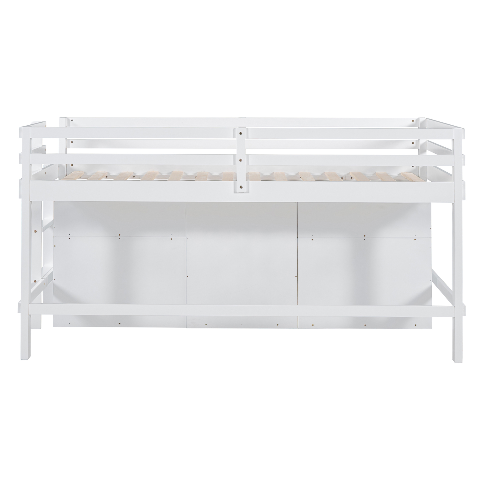 Twin Size Bed Frame Wood Loft Bed w/4 Drawers, Underneath Cabinet & Shelves
