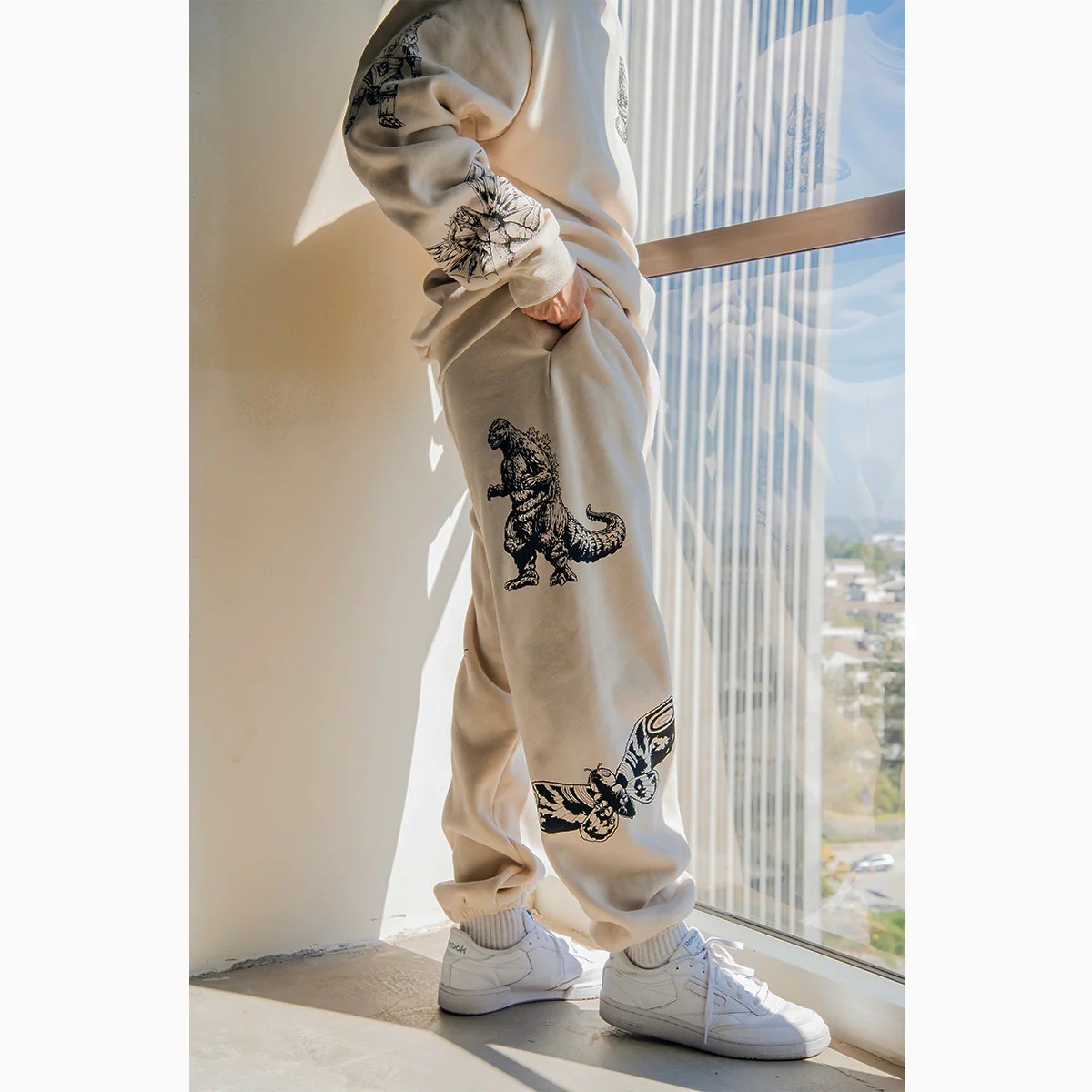 Godzilla Kaiju Print Sweatpants Designed by Toho, Small