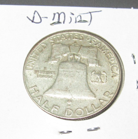 Silver 1957 d Denver Mint Franklin Silver Half Dollar 1/2 dollar .50 cents