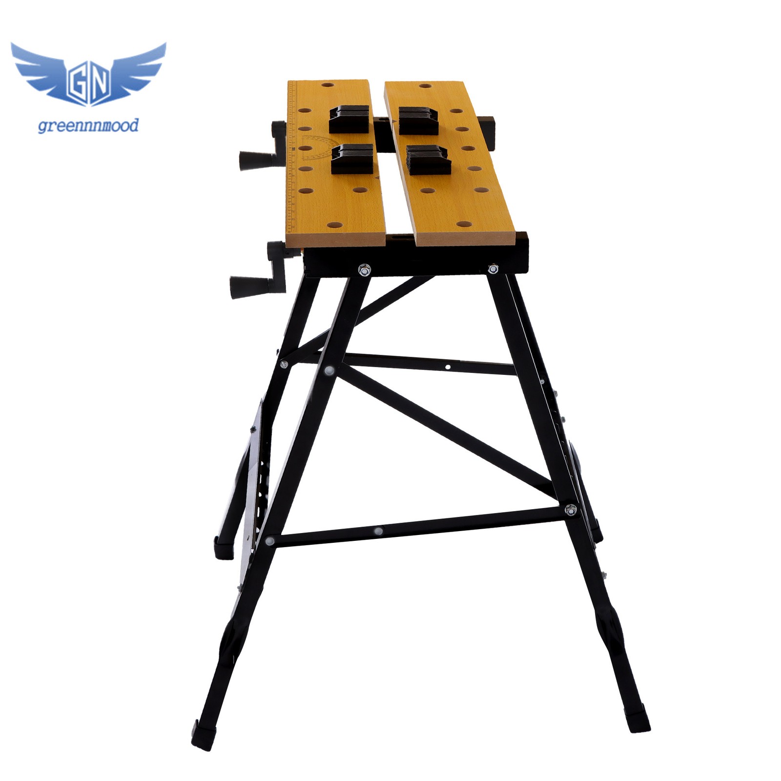 220lbs Capacity Adjustable Folding Workbench with Built-in Ruler & Protractor