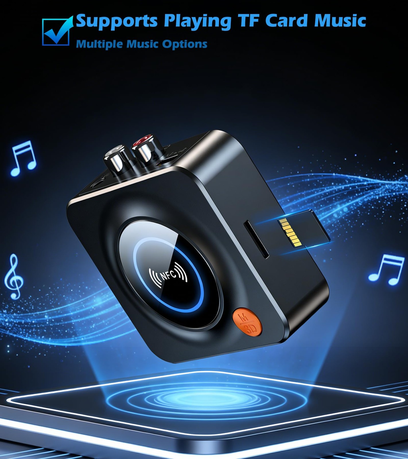 Bluetooth Receiver for Home Stereo, AUX RCA to Bluetooth Adapter | NFC Bluetooth