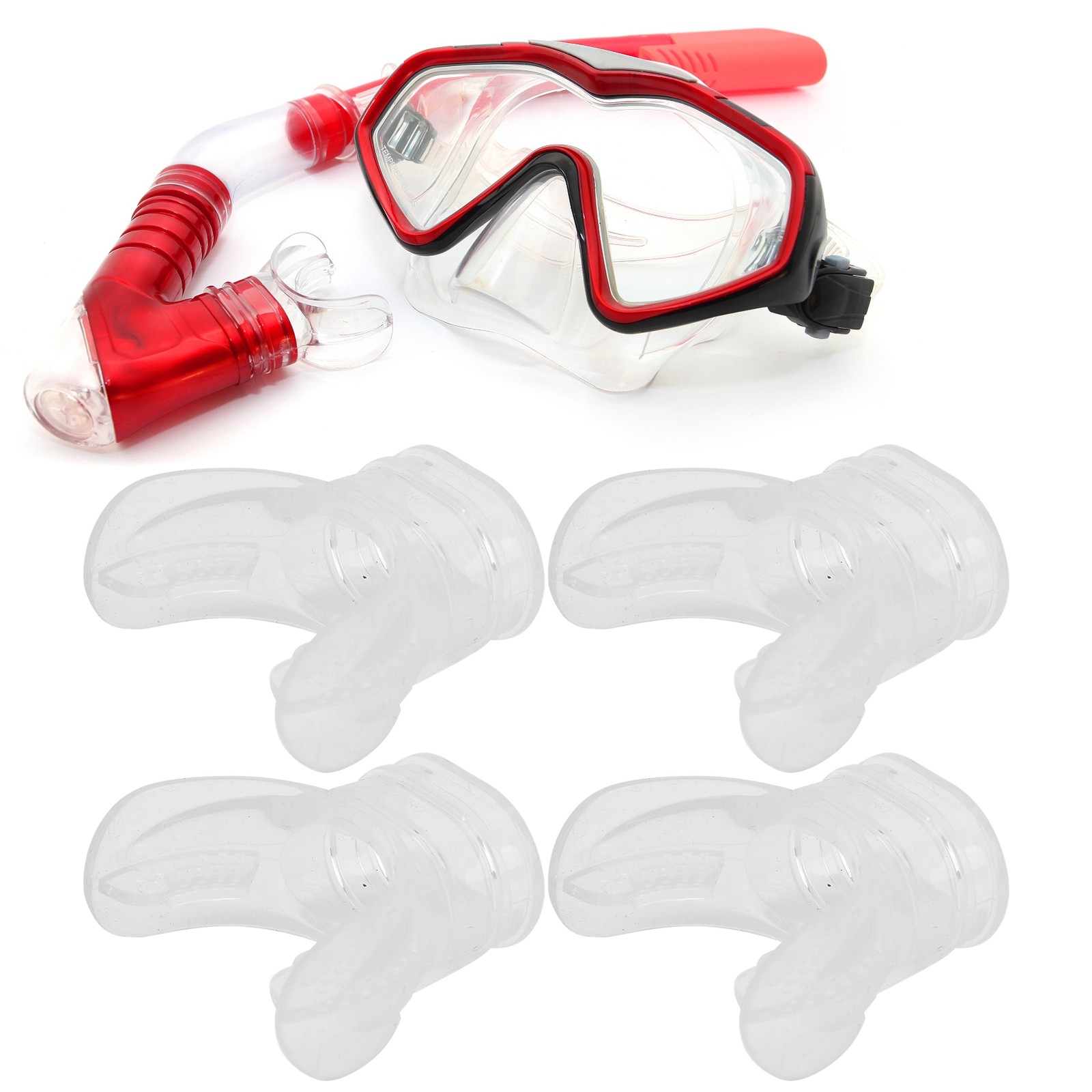 4pcs Transparent Silicone Diving Bite Mouthpiece For Deep Sea Diving Premium