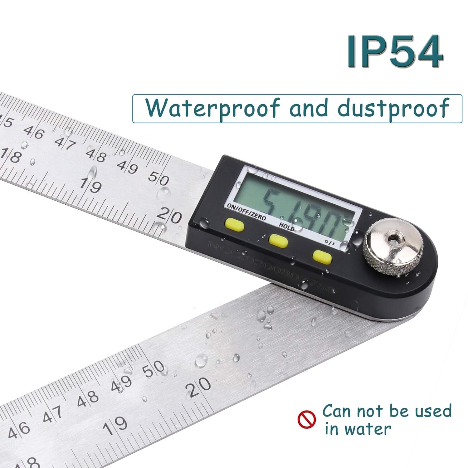 20 inch/500mm Digital Protractor Stainless Steel Digital Display Angle Ruler ...