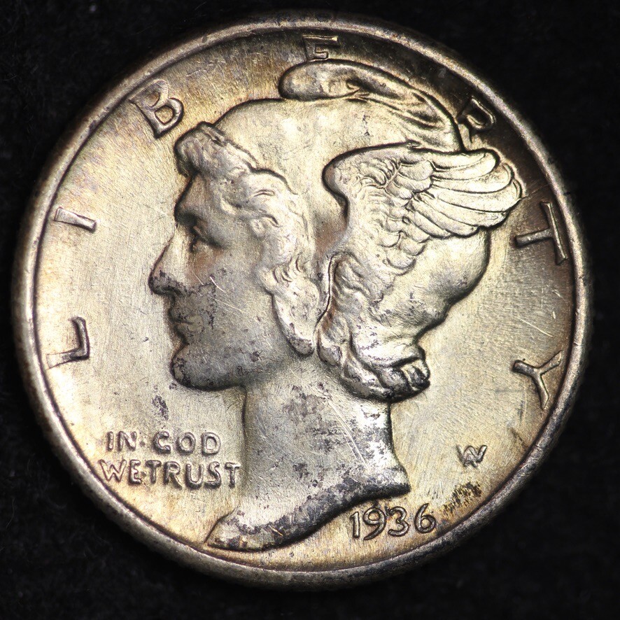 1936 Mercury Dime CHOICE BU FREE SHIPPING E206 AF