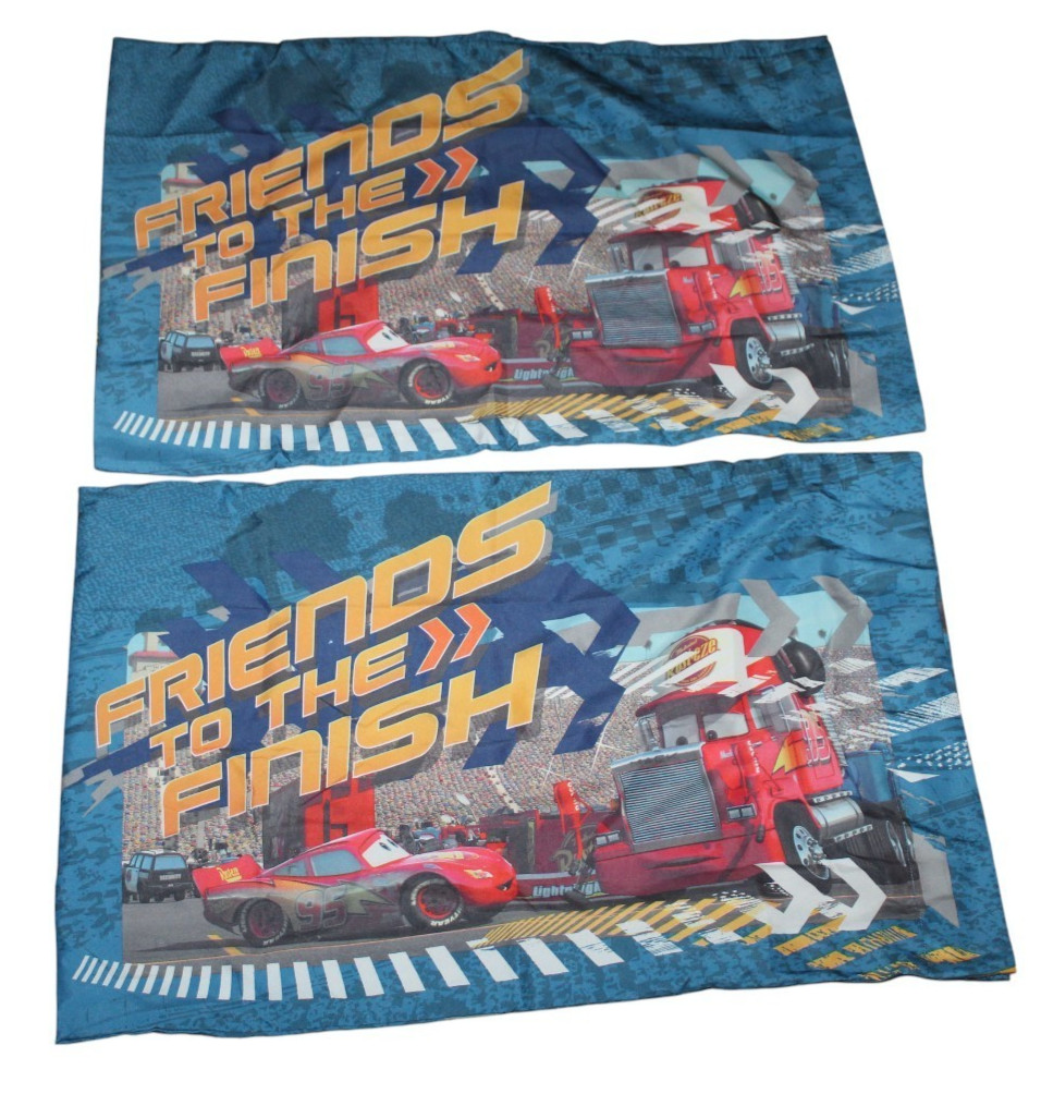 Disney Pixar Cars Lightning McQueen Pillow Case W/ Tow Mater Set Of 2 Reversible