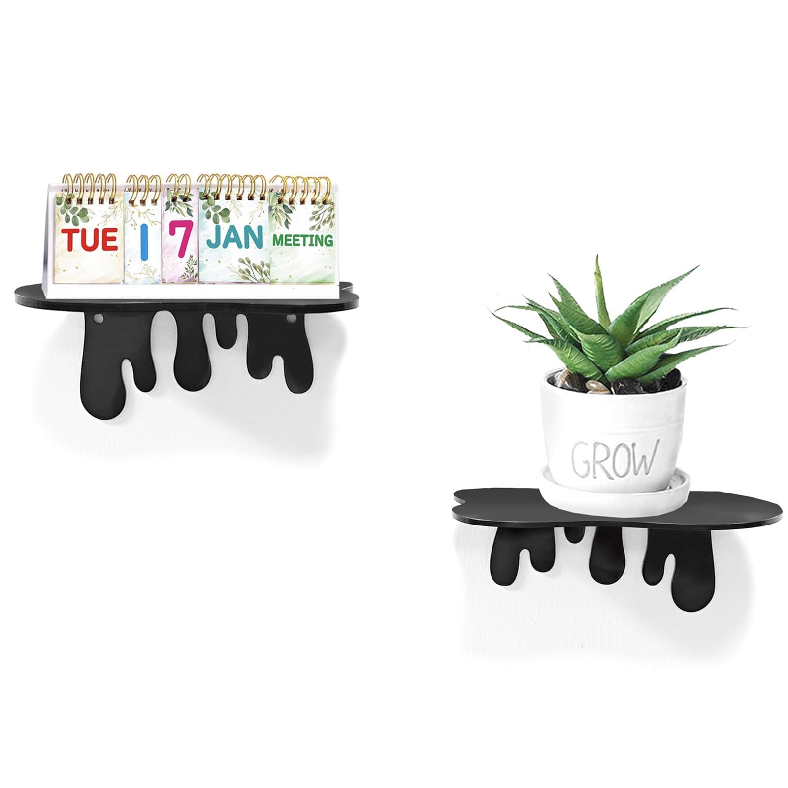 2-Pack Acrylic Small Wall Shelves - 7 Inch Floating Shelf for Walls, Home Wal