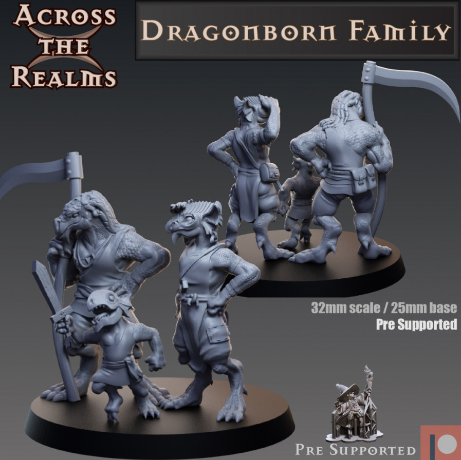 DnD  Dragonborn Family Squad of 3