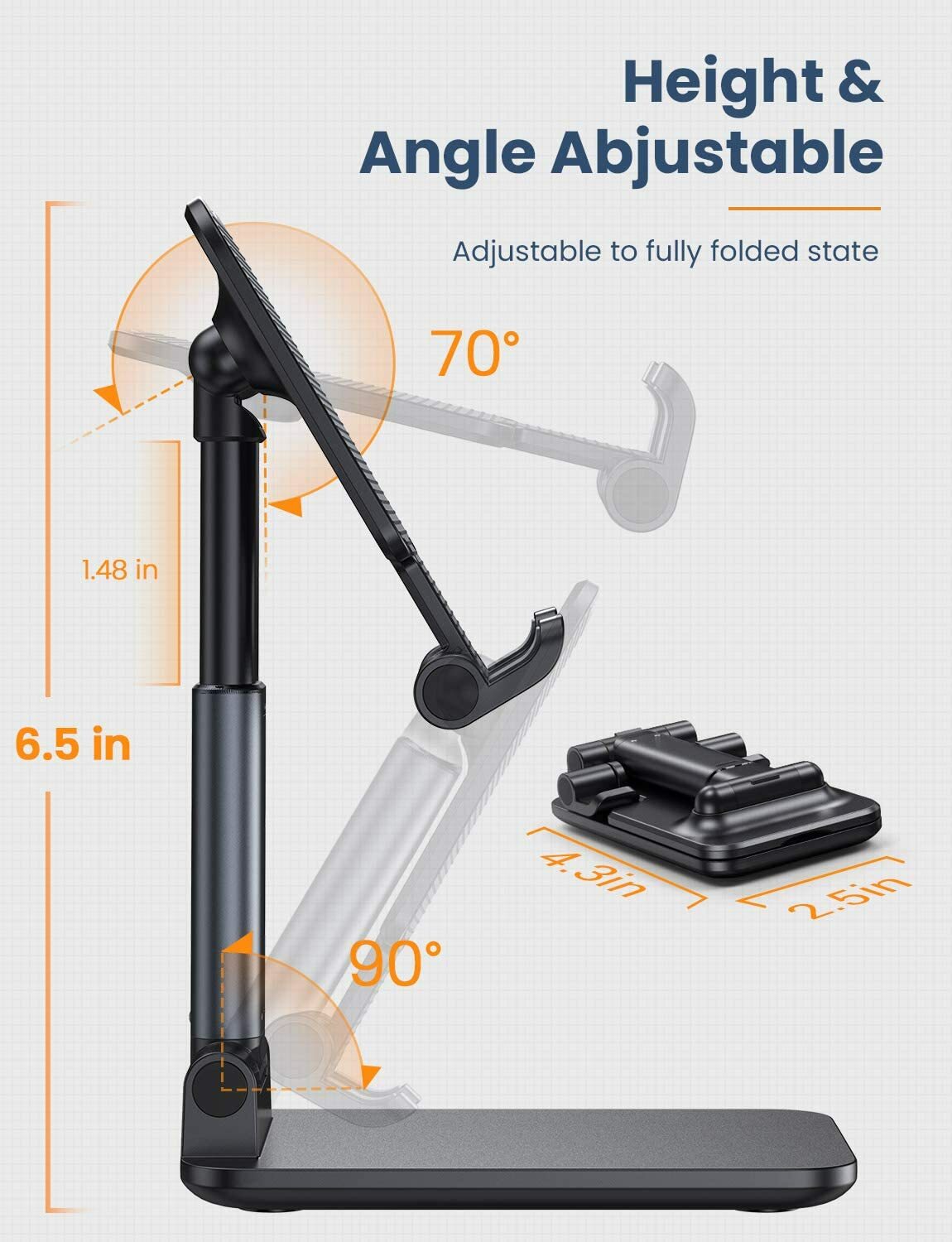 Adjustable Cell Phone Stand Holder Desk Dock Mount For iPad iPhone Kindle Tablet