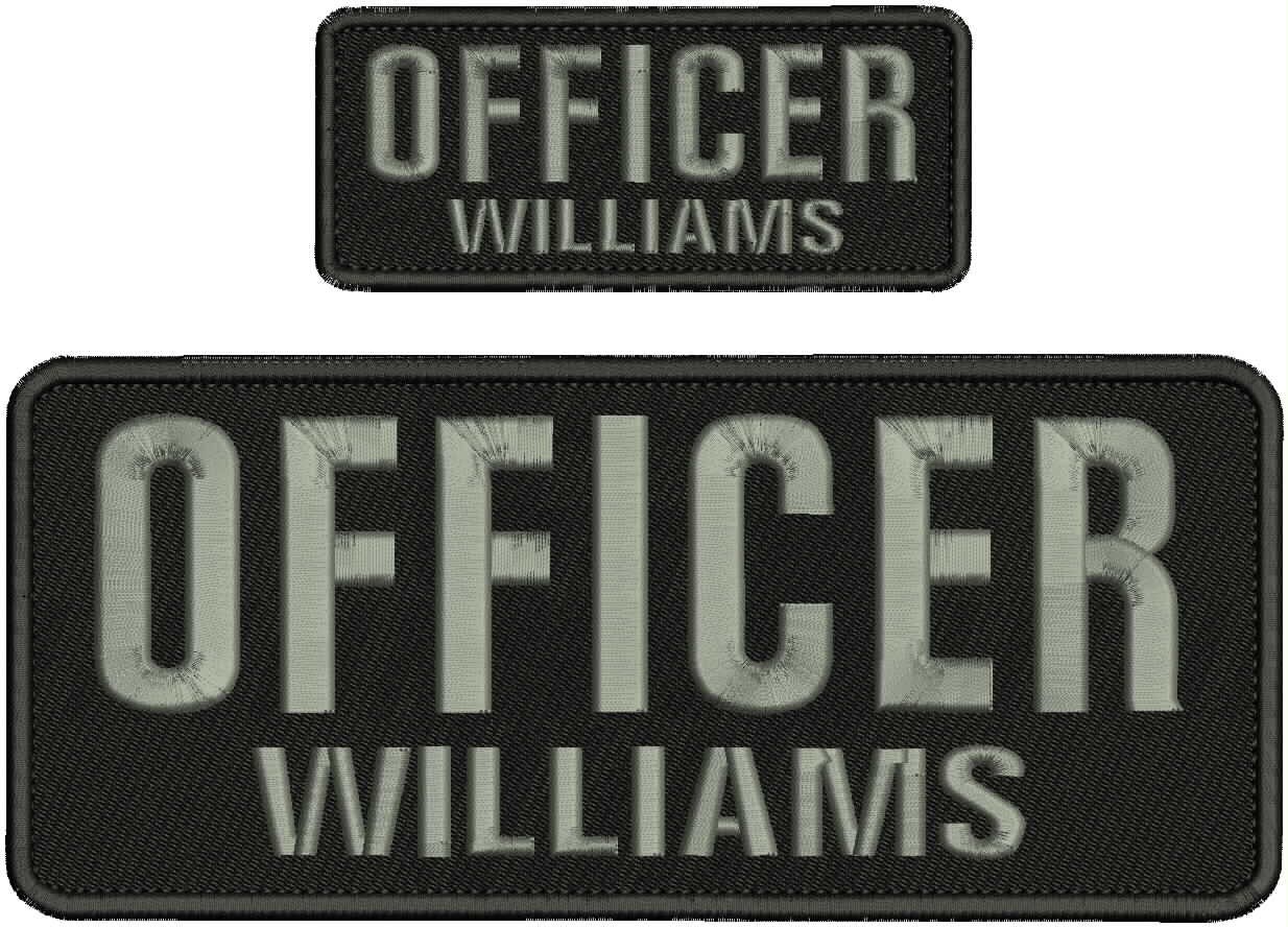 OFFICER SMITH MBROIDERYPATCH 4X10 AND 2X5 VELCR@ ON BACK GRAY ON BLACK