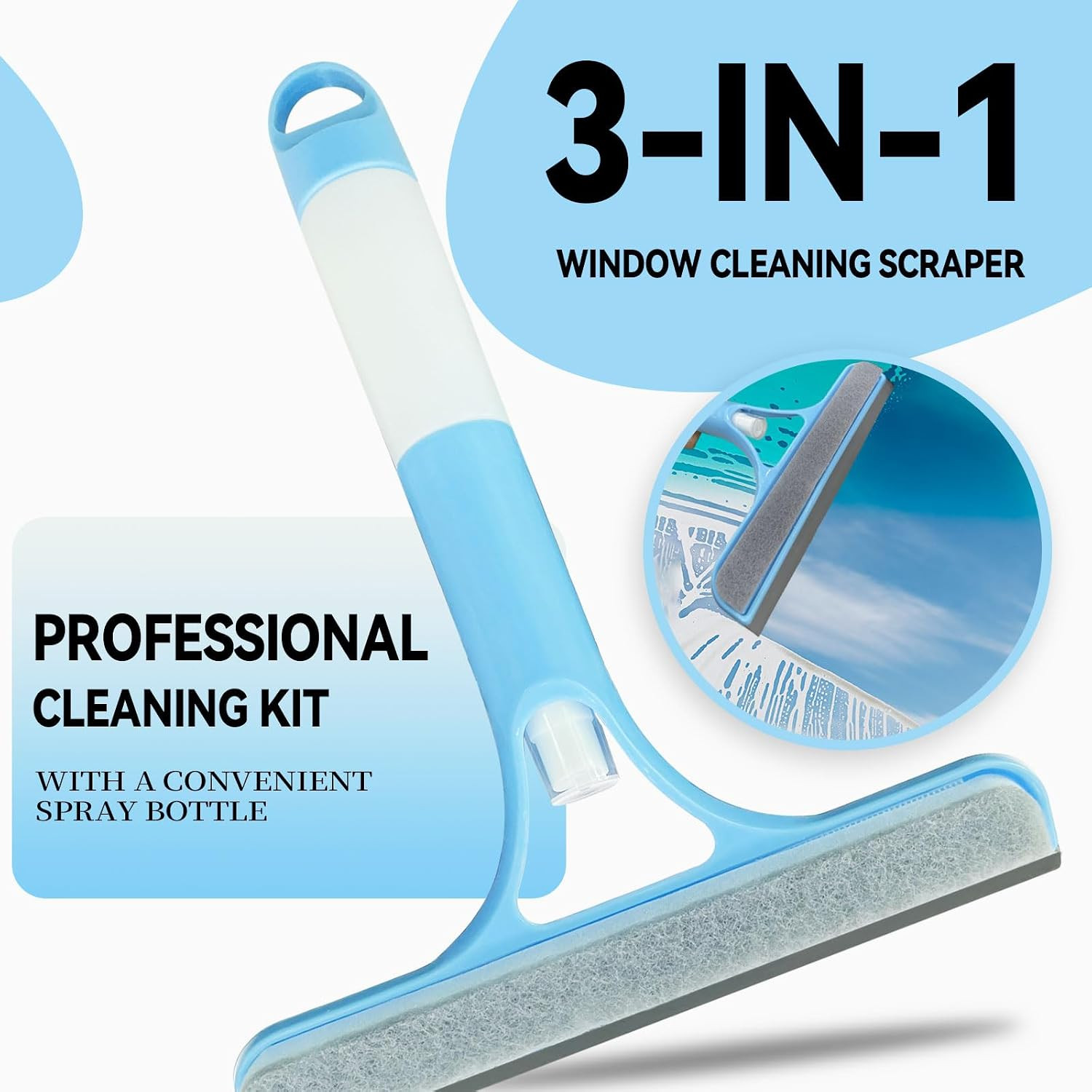 3 in 1 Window Cleaning Scraper,All-Purpose Spray Window Squeegee Cleaner Tool,Fo