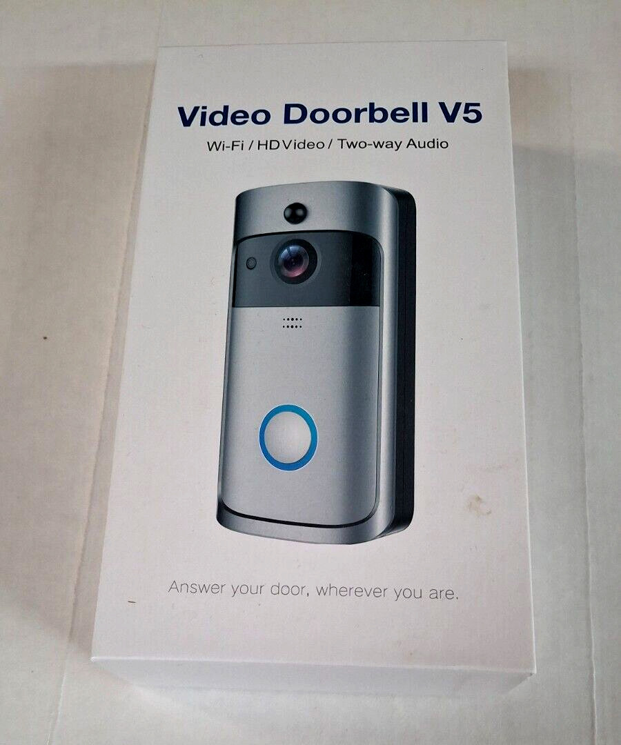 Video Doorbell V5- WiFi / HD Video / 2-way Audio / Night Vision / Silver & Black