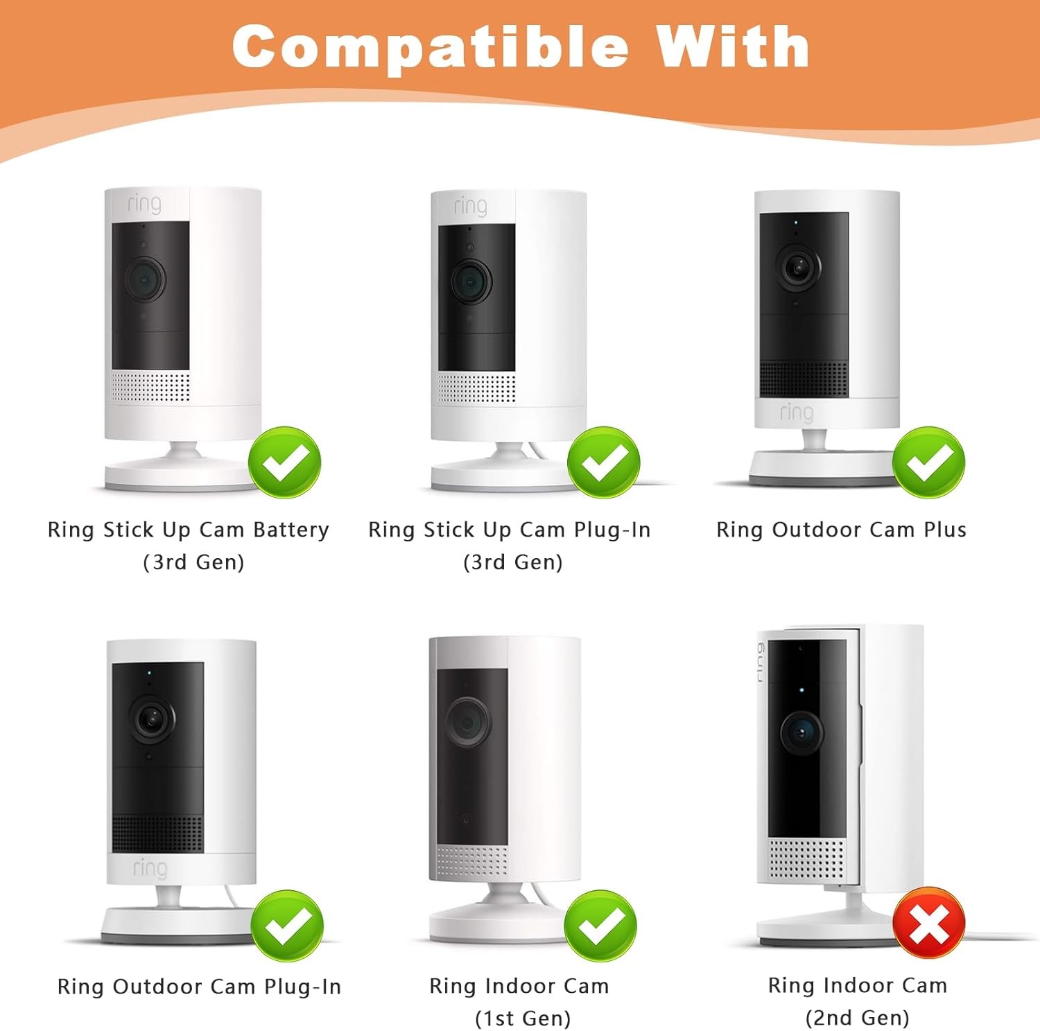 2Pack Ring Camera Wall Mount,Compatible with Ring Outdoor Cam Plus/Stick up Cam