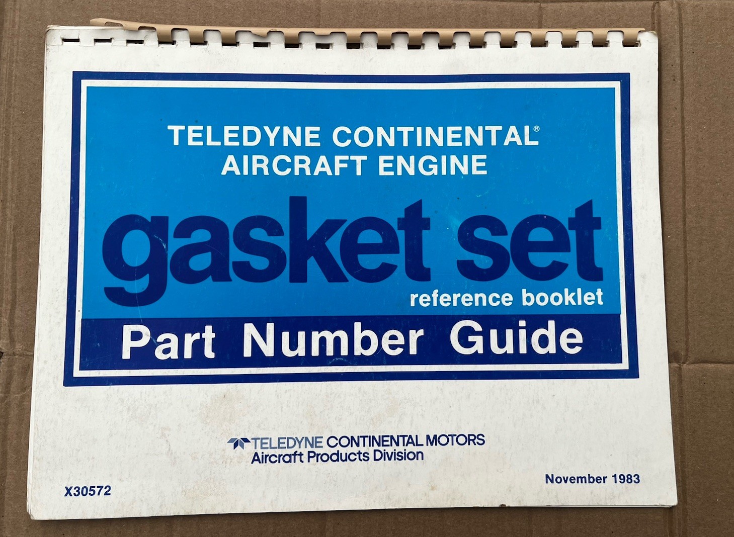Continental Engine Gasket Set 1983 Reference Part Number Guide X30572 Original