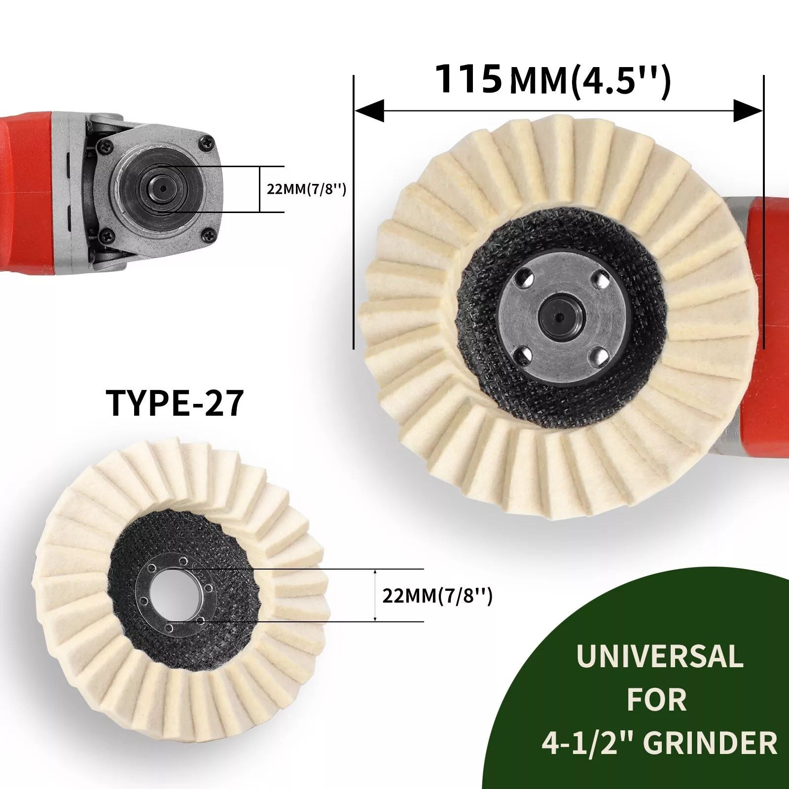 2Pcs Wool Polishing Wheel Buffing Pads Flap Disc For Metal Wood Angle Grinder