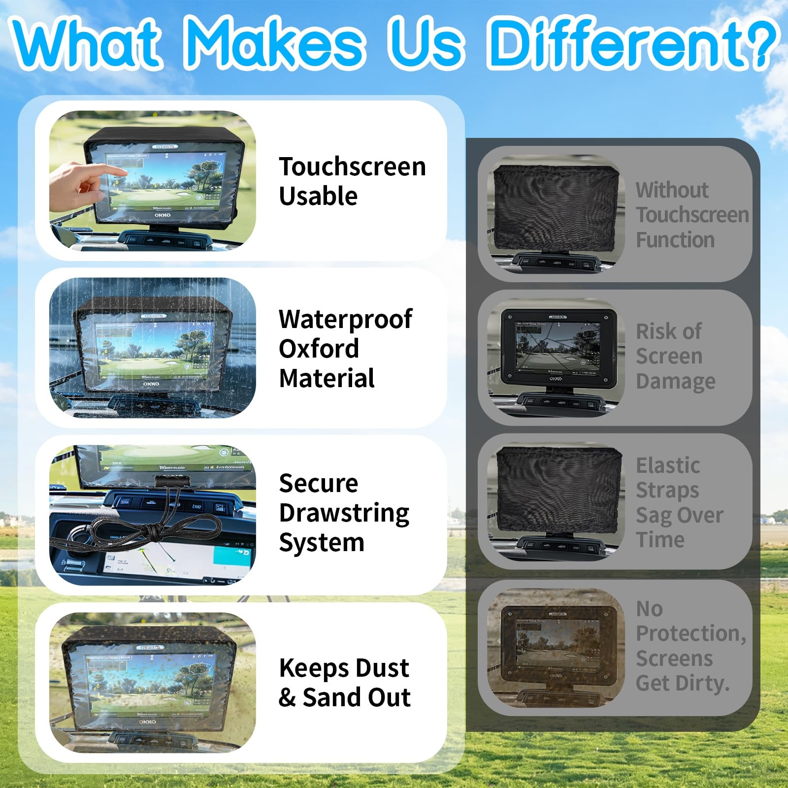 LIXOOMER Golf Cart Screen Cover for Convenient Touchscreen Use, black