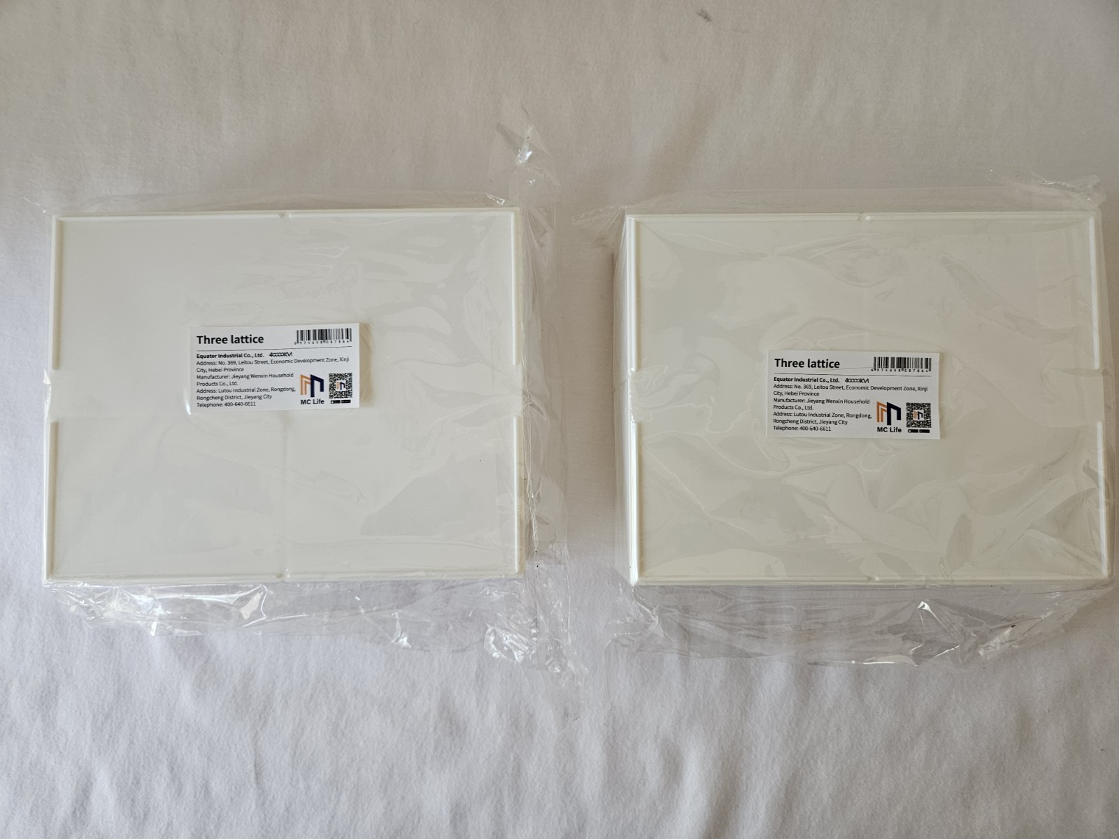 2 NEW Three Lattice multi-compartment plastic organizers in clear plastic