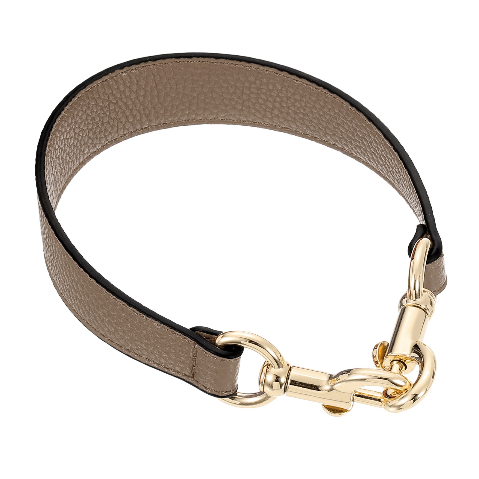15.53 Inch PU Leather Short Bag Strap with Clasp, Dark Khaki, Gold Buckle