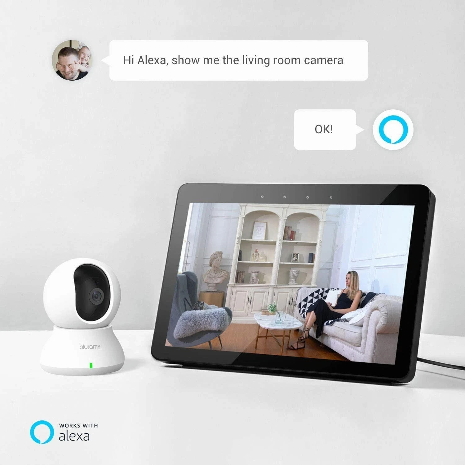 Blurams 2K Home Security Security Camera Works with Alexa & Google Assistant