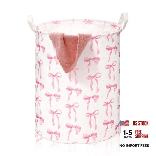Pcs Coquette Bow Laundry Basket Bow Nursery Laundry Basket Hamper 1 Pink
