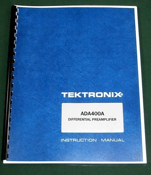 Tektronix ADA400A Instruction Manual: Comb Bound & Protective Covers