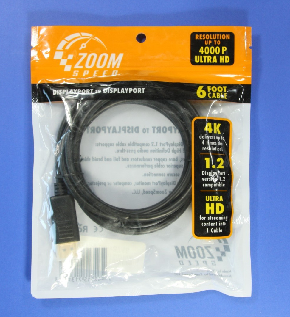 4k HD DISPLAYPORT to DISPLAYPORT Cable Zoom Speed New in Original Packaging