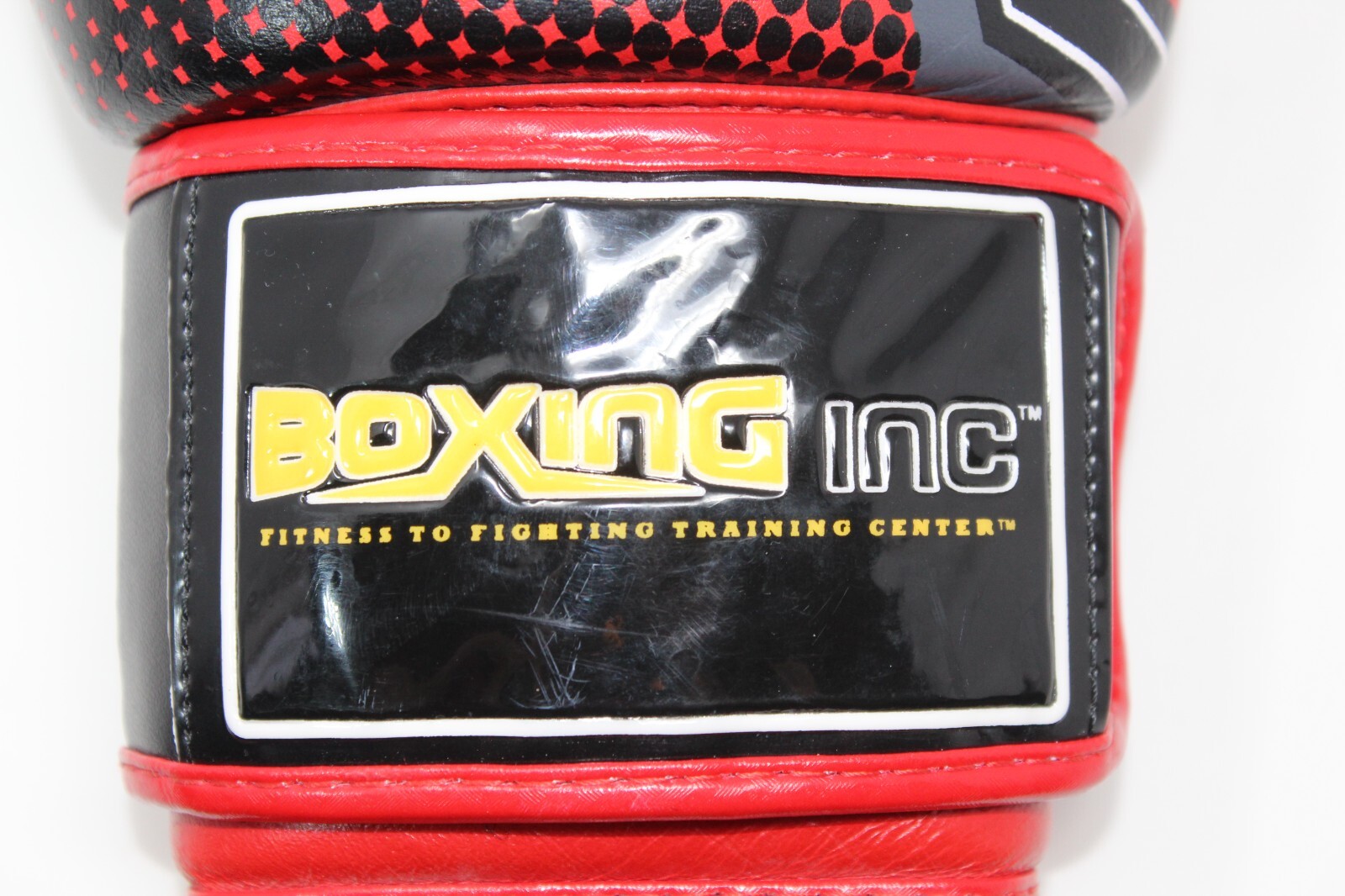 Boxing Inc Red & Black Leather Training Boxing Gloves Hook & Loop Wrap - 12oz