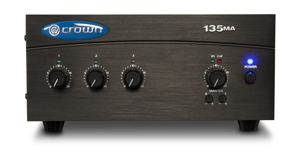 Crown 135MA, 3 input 35W Mixer Amplifier - B-Stock - Dual Voltage 100-240V