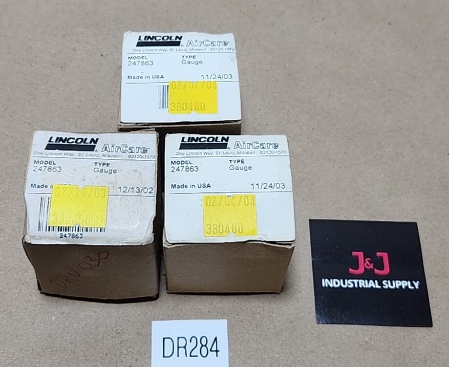 *NEW* [3] Lincoln AirCare 247863 2" Gauge 300Psi 1/4" Npt Back Mount + Warranty!