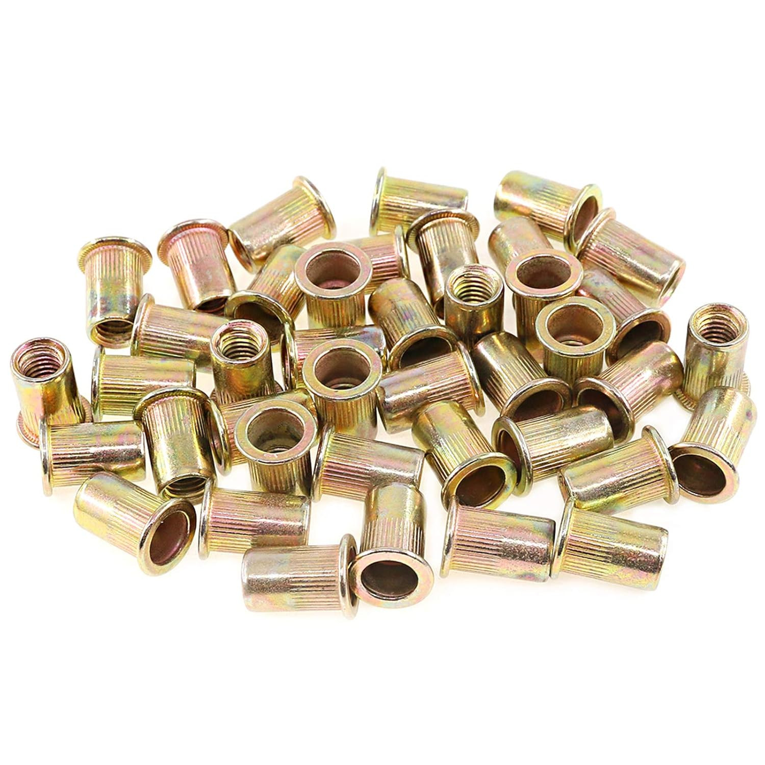 M8 Zinc Rivet Nuts 100pc Carbon Steel Flat Head Threaded Insert Kit