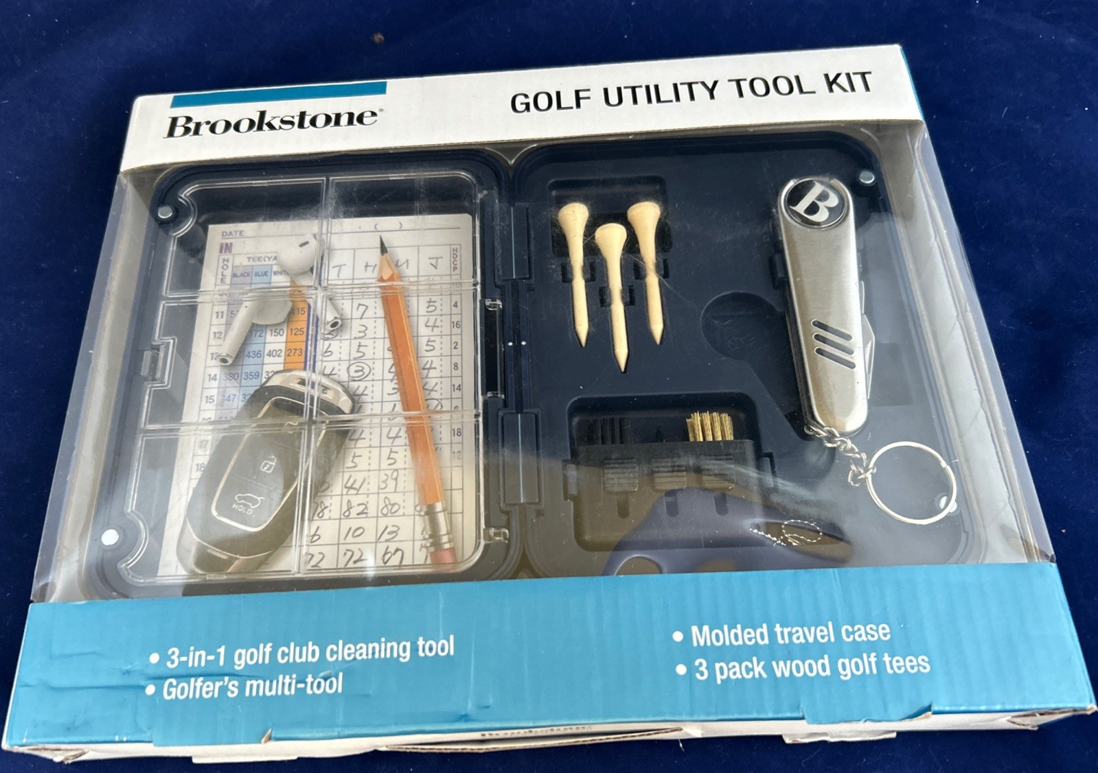 Brookstone Golf Set Men " Adventures" Gold Utility Tool Kit  New In Package