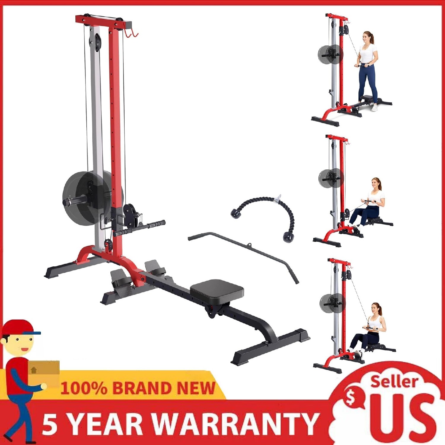 2in1 Rowing & Cable Machine ,LAT Pull Down & Low Row Cable Machine for Home Gym