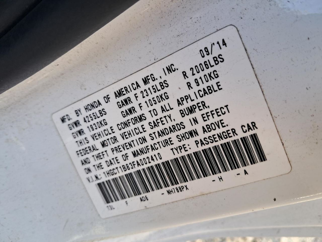 ACCORD 2015 Glove Box 4832722