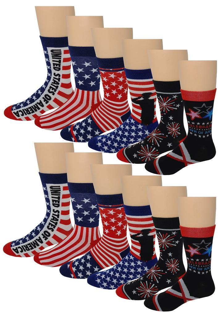 12 Pairs Men American Independence Day 4th of July Dress Socks
