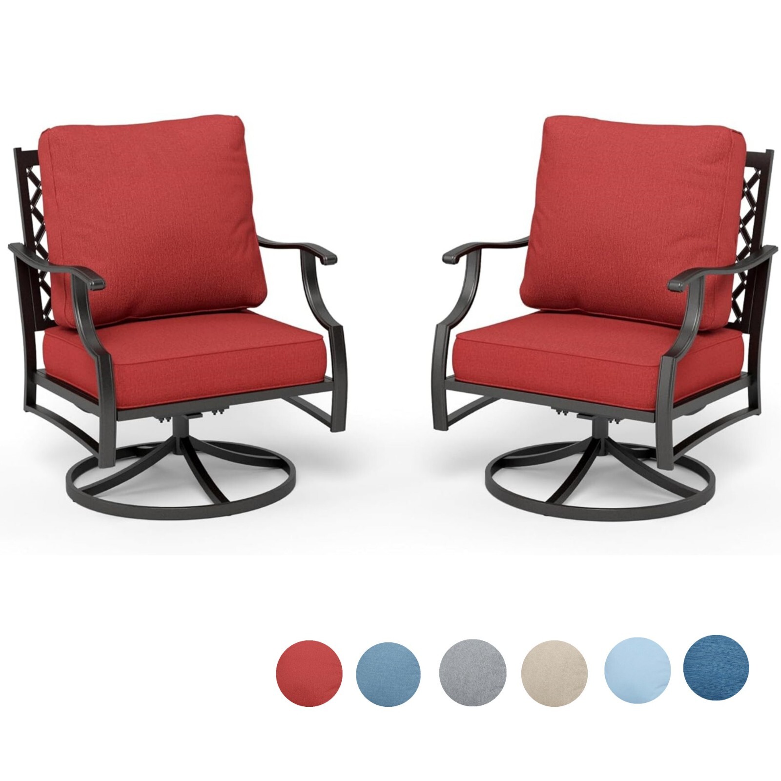 Outdoor Chairs Set of 2 Heavy Duty Patio Dining Chairs Swivel Chair with Cushion