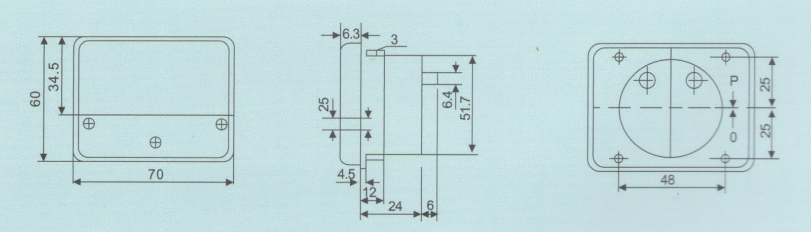 DC 0-600V Analog Voltmeter Analogue Voltage Panel meter 60*70 Directly connected