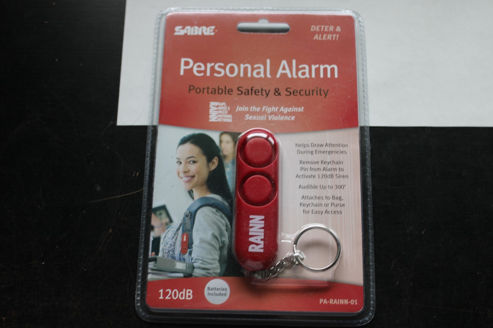 NEW SABRE Personal Alarm with Key Ring Red Loud 120 dB Alert RAINN Self Defense!