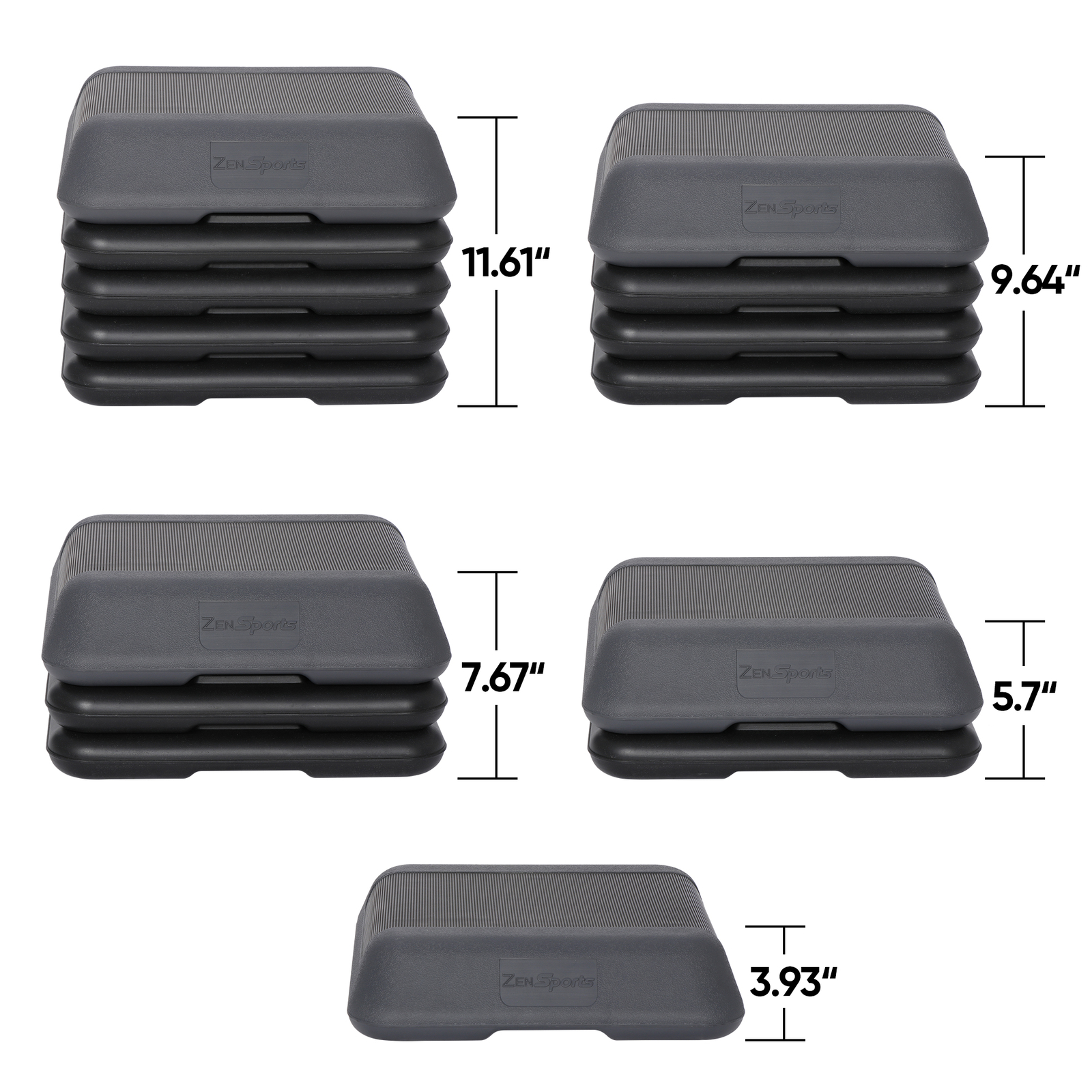 High Step Aerobic Platform with 4 Risers Training Device 16" x 16" Adjustable
