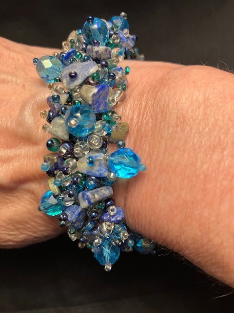 Aqua beaded confetti bracelet
