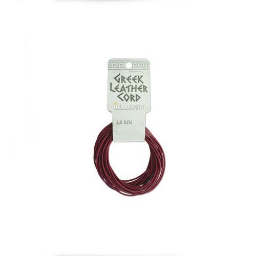 2mm Rose Red Greek Leather Cord 43251 (5 meters)  Round Cording Very Supple